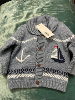Janie + Jack Sweater 3-6 Months Anchor Nautical Sailboat